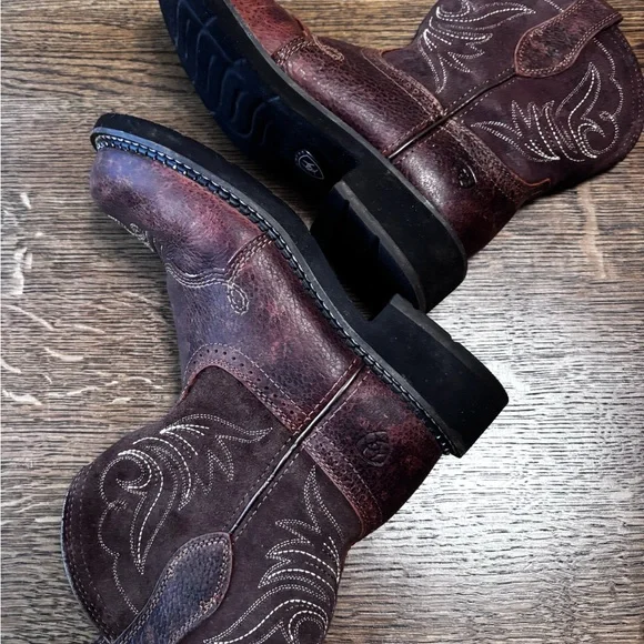 Ariat Women’s Brown Leather Western Boots Size 7B Distressed Cowboy - Picture 5 of 9